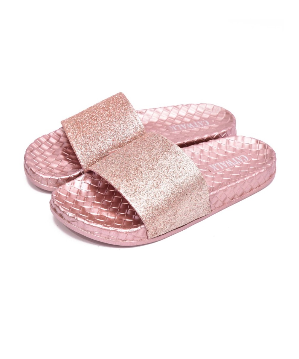 Slippers with Glitter Rose Gold